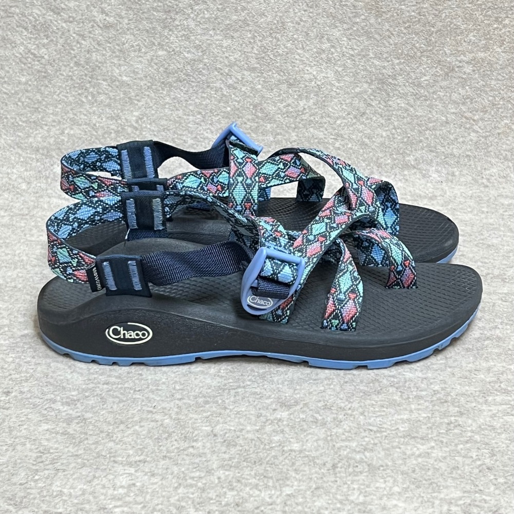 Chaco Z/Cloud 2 Womens Sandals Size 8 Blue Geometric Strappy Loop Athletic EUC - Picture 4 of 6